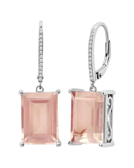 MaxColor White 12.00 Ct. Tw. Rose Quartz Earrings