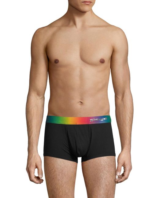 Papi Underwear Pride Colors Stretch Brazilian Trunks in Black for Men