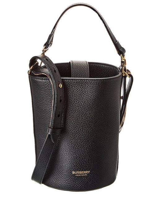 Burberry Black Logo Small Leather Bucket Bag