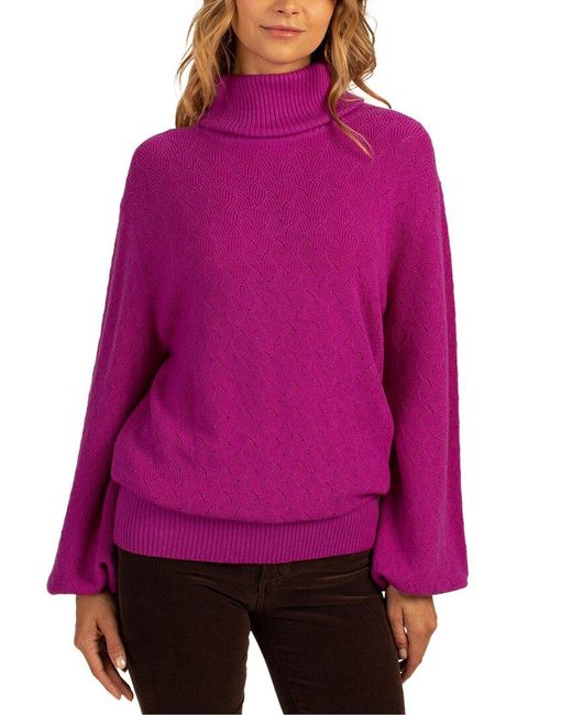 Trina Turk Purple Rosalind Wool Pullover