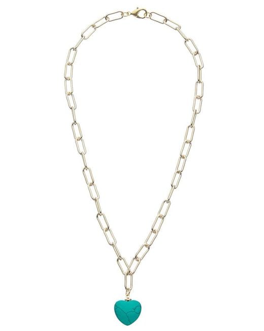 Juvell Blue 18k Plated Turquoise Heart Lariat Necklace