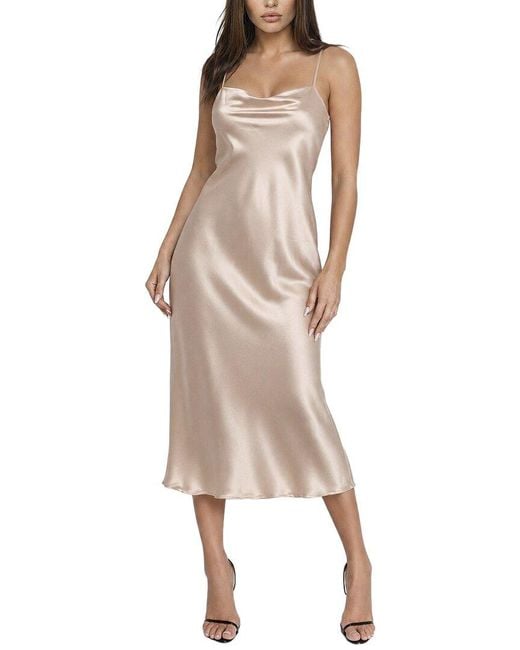 Bebe Natural Satin Cowl Midi Dress