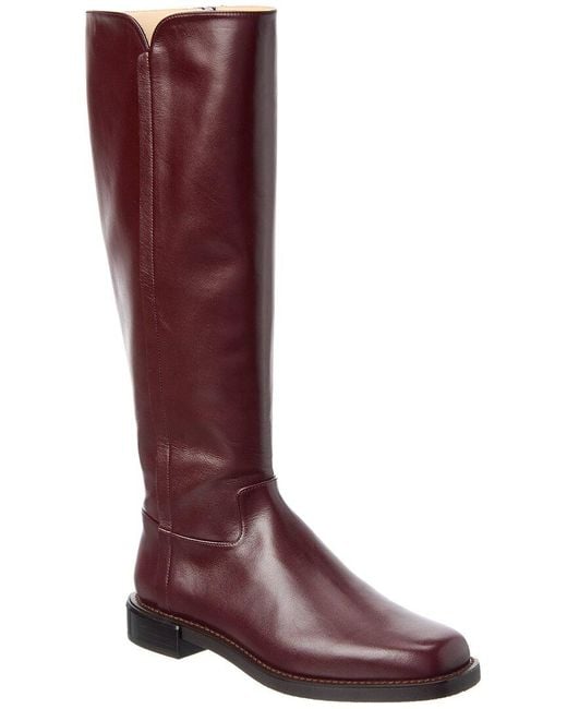 Stuart Weitzman Red Leather Knee-High Riding Boot