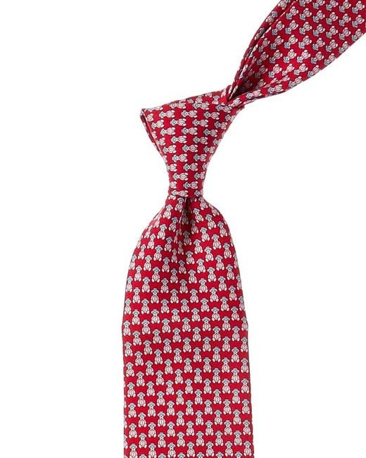 Ferragamo Red Teddy Bears Silk Tie for men