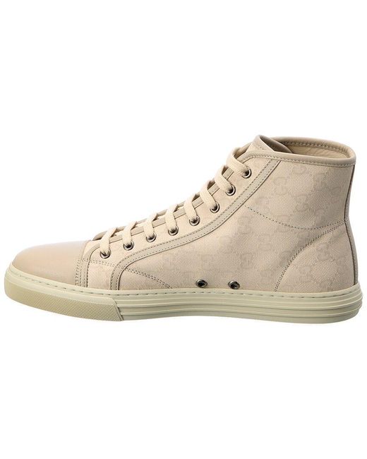 Gucci GG Canvas & Leather High-top Sneaker in Natural