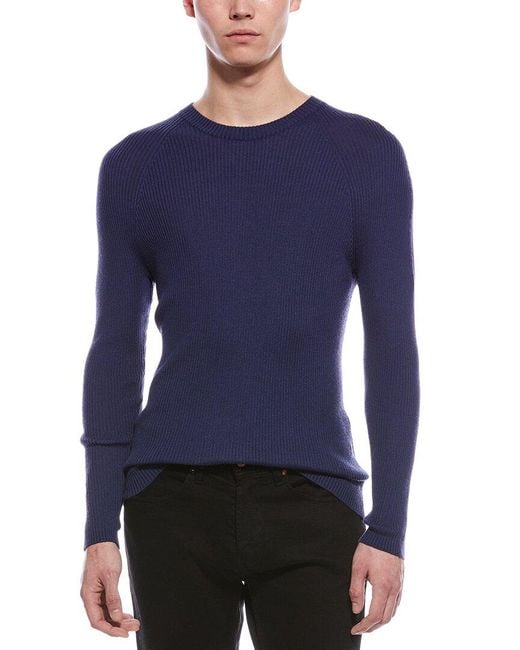 Raffi Blue Raglan Wool-blend Crewneck Sweater for men