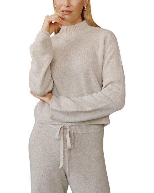 Bella Dahl Gray Cashmere & Wool Mock Neck Sweater