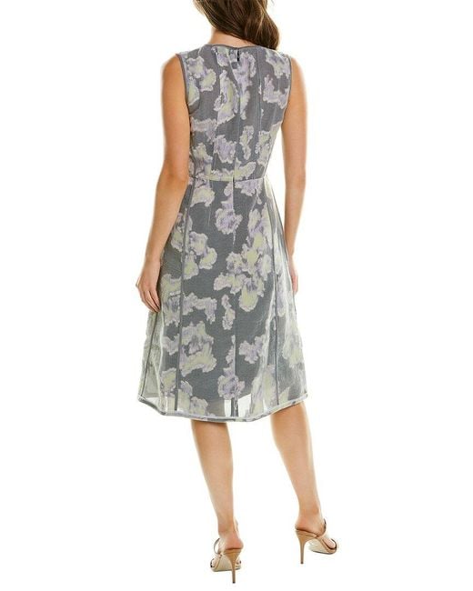 3.1 Phillip Lim Gray Abstract Daisy Fil Coupe Silk-Blend Midi Dress