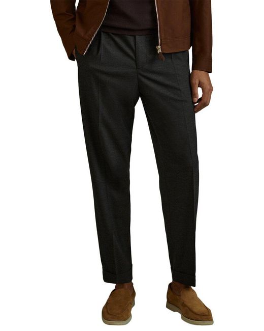Reiss Black Brighton Pleated Relaxed Trouser for men