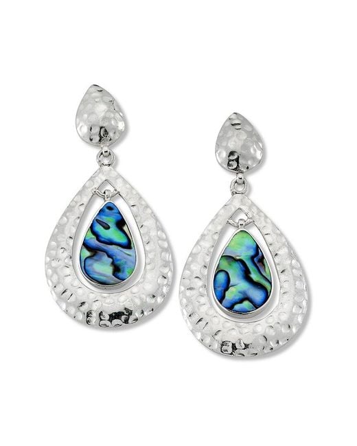Samuel B. Blue Silver Abalone Hammered Drop Earrings