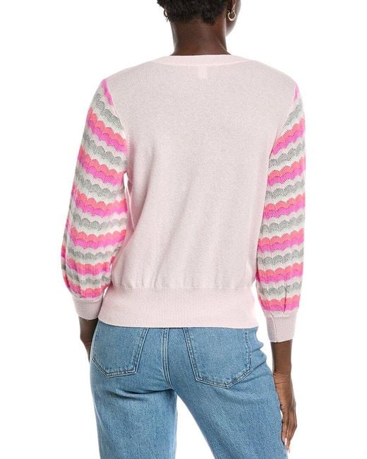 Autumn Cashmere Red Puff Sleeve Cashmere Sweater