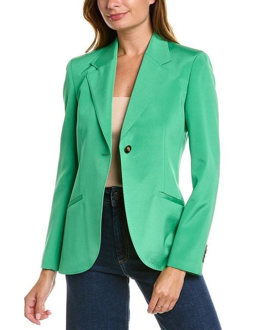 Lafayette 148 New York Green Fae Cutaway Silk-blend Blazer