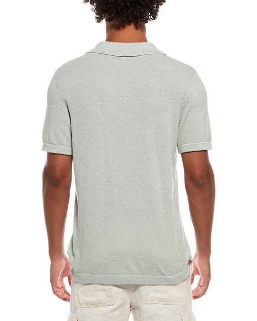 Onia Gray Boucle Knit Johnny Polo Shirt for men