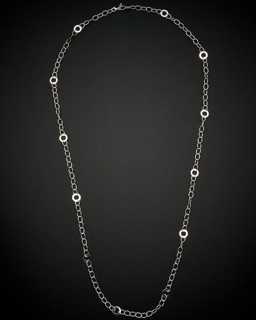 Italian Gold Black 14k Oval Link With Polished Open Circle Station Necklace