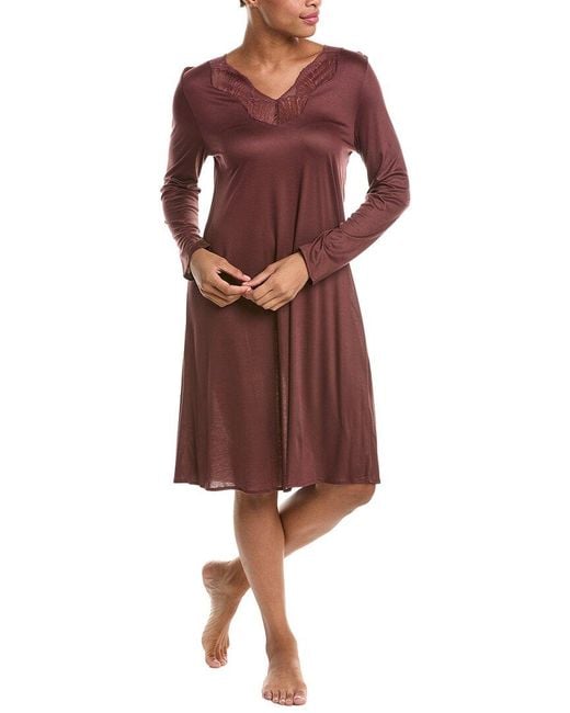 Hanro Red Lilith Lace Trim Nightgown