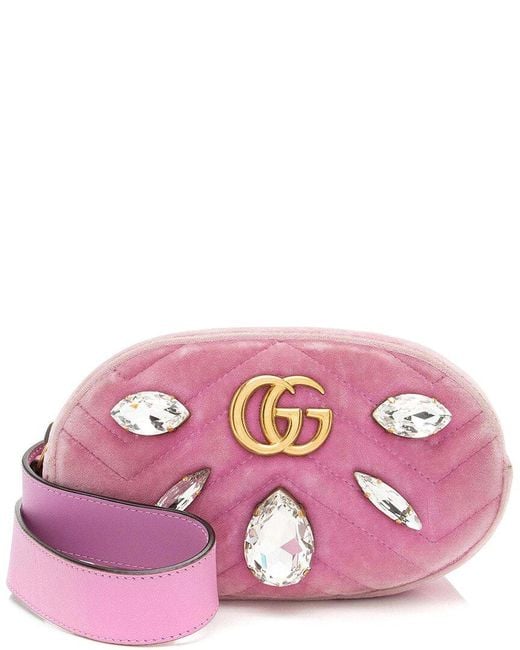 Gucci Purple Pink Matelasse Velvet & Leather Belt Bag, Size 34 (authentic Pre-loved)