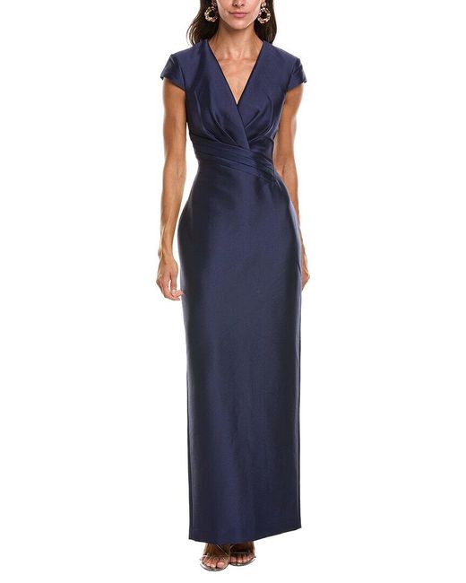 Badgley Mischka Blue Cap Sleeve Gown