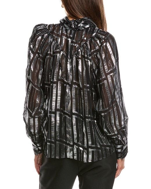 IRO Black Claireta Silk-Blend Top