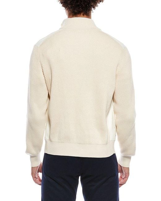 Brunello Cucinelli White Knit Sleeve Leather Jacket for men