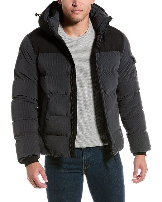 Point Zero Black Wide Wales Cord Puffer Jacket for men