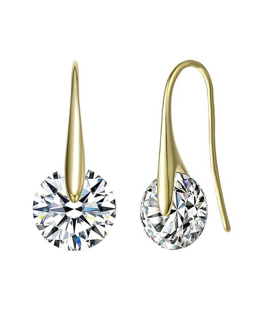 Genevive Jewelry White 14k Over Silver Cz Drop Earrings