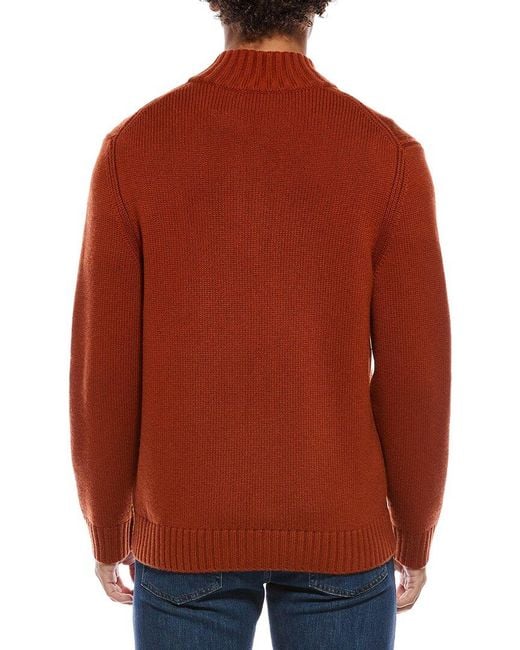 Vince Red Relaxed Wool & Cashmere-Blend 1/4-Zip Mock Neck Sweater for men