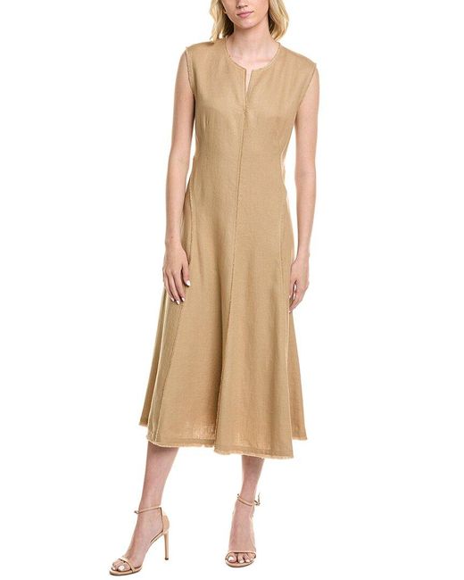 Lafayette 148 New York Natural Linen A-line Dress