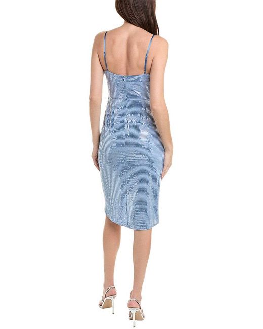 Aidan Mattox Blue Aiden Metallic Ruched Mini Dress