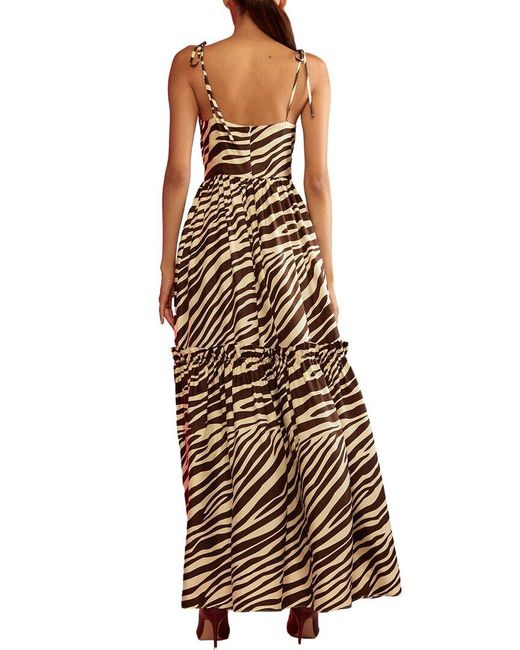 Cynthia Rowley Natural Wild Side Silk Maxi Dress