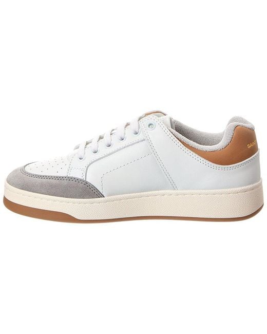 Saint Laurent White Sl 61 Leather & Suede Sneaker