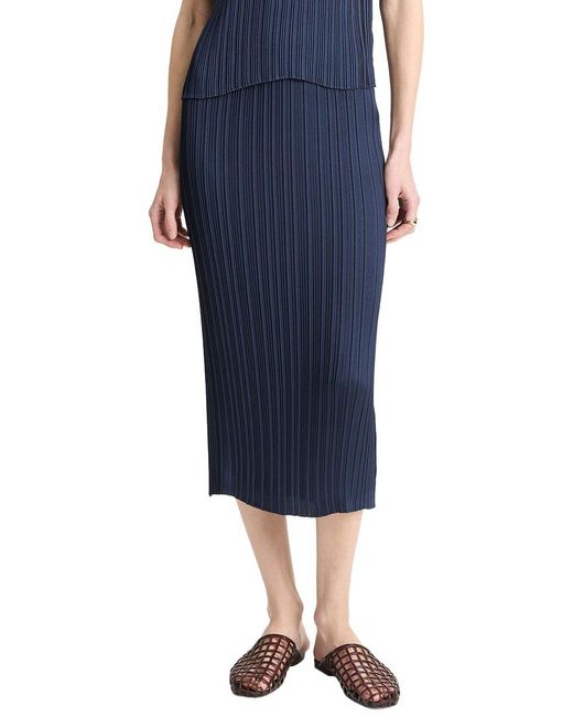 Vince Blue Pleated Straight Pull On Skirt