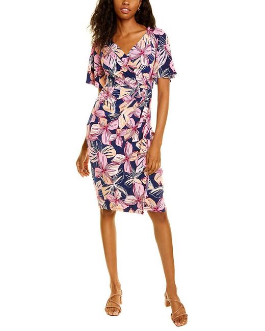 Maggy London Faux Wrap Dress in Purple 