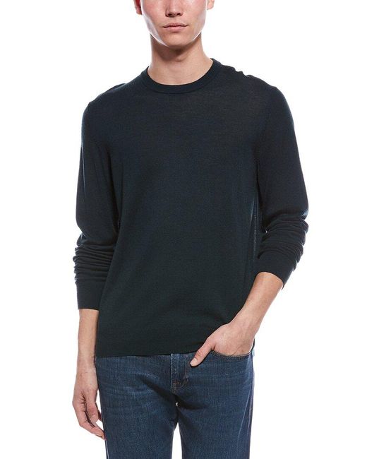 Bruno Magli Blue Merino Wool Crewneck Sweater for men