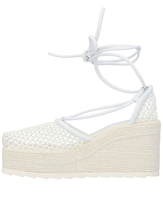 Bottega Veneta White Polyester Stretch Espadrille Wedge (Authentic Pre- Loved)