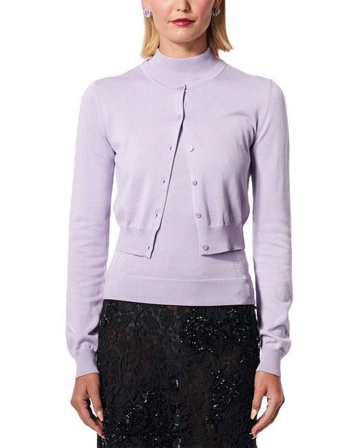 Carolina Herrera Purple Silk-Blend Cardigan