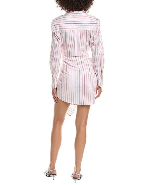 10 Crosby Derek Lam Pink Trish Striped Tie Waist Shirtdress