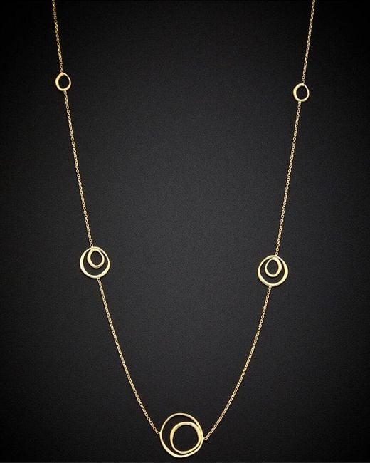 Italian Gold Black 14k Imperfect Circles Station Necklace