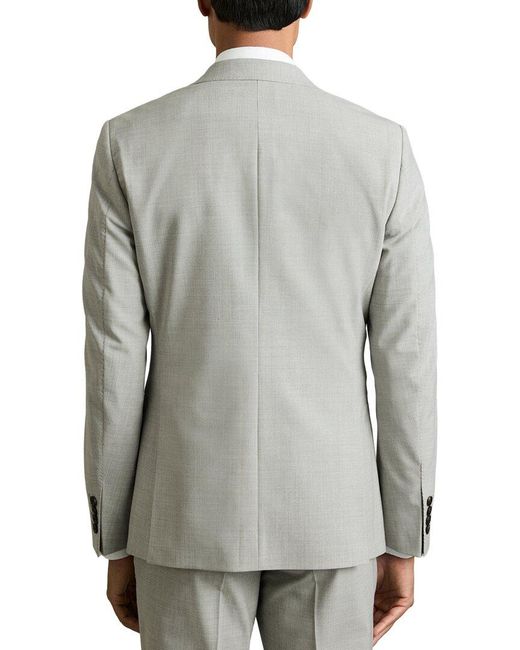 Reiss Gray Slice Peak Check Wool-Blend Blazer for men