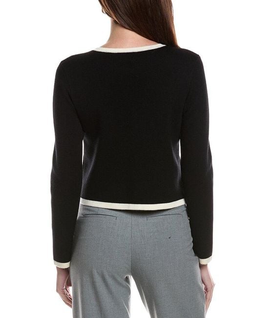Bruno Magli Black Tipped Merino Wool Cropped Jacket