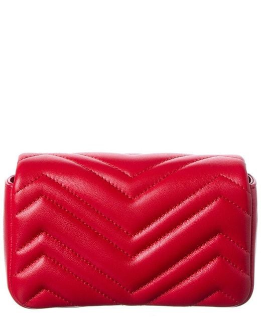 Gucci Red Gg Marmont Mini Leather Shoulder Bag
