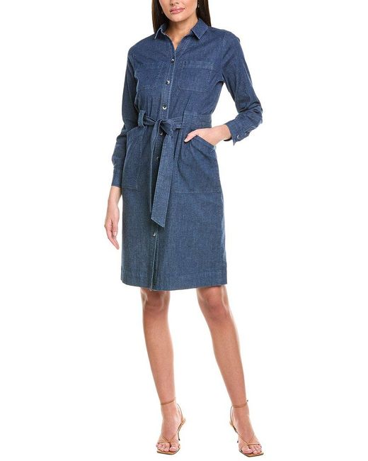 Jones New York Blue Pork Chop Pocket Tie Mini Dress