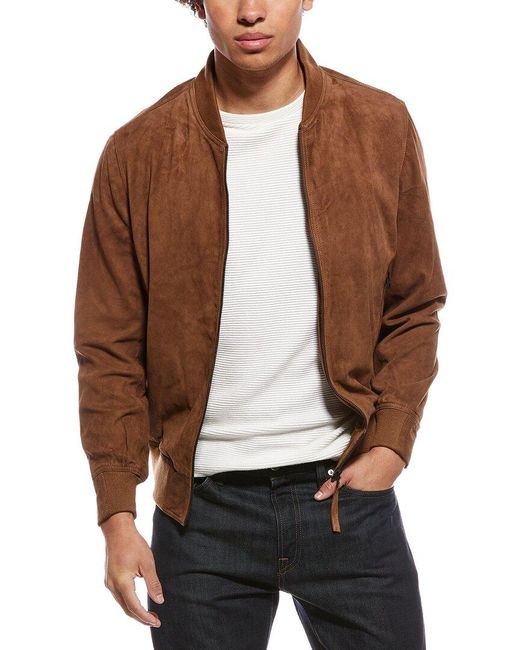 Blank NYC Brown Quick Action Suede Bomber Jacket for men