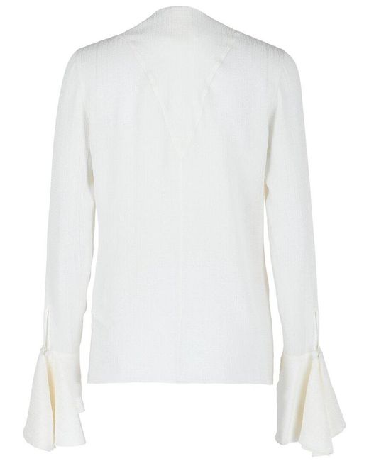 Givenchy White 4G Pattern Silk Blouse
