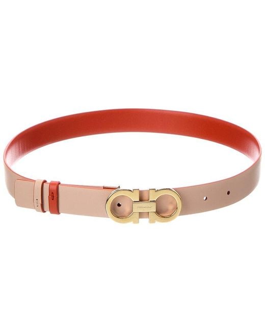Ferragamo Red Gancini Reversible & Adjustable Leather Belt