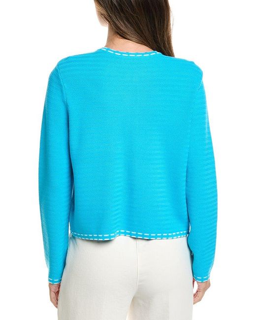 St. John Blue Ticking Trim Crew Jacket