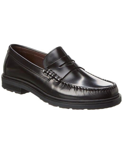 M by Bruno Magli Black Melo Leather Loafer for men