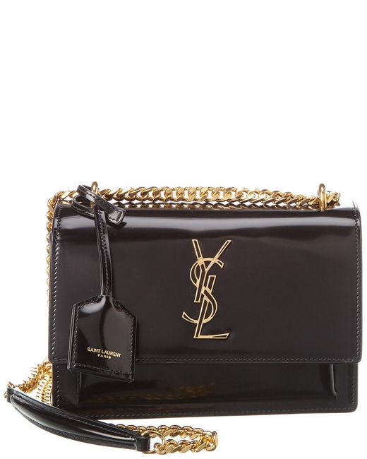 SAINT LAURENT Sunset small croc-effect patent-leather shoulder bag