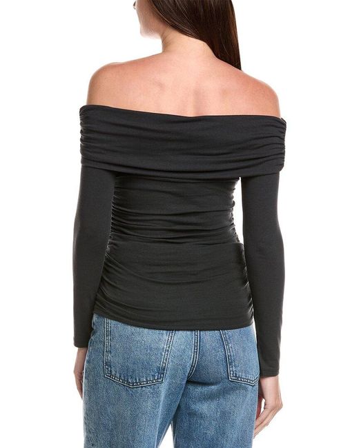 Rag & Bone Black Lucy Off-The-Shoulder Ruched Top