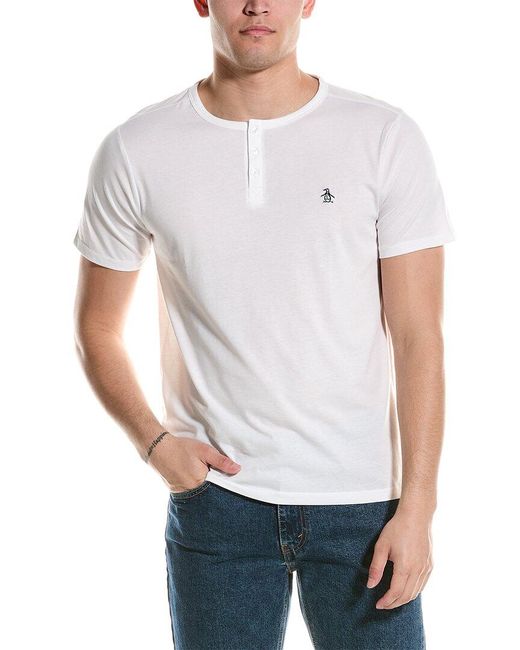 Original Penguin White Henley T-shirt for men