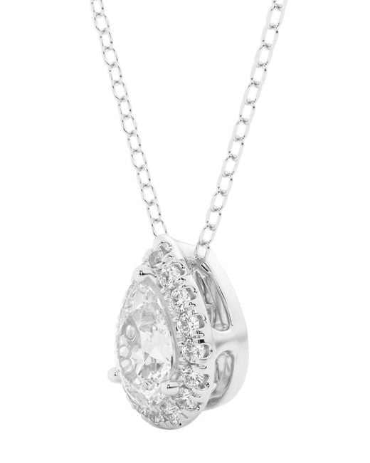 Lab Grown Diamonds White 14k 0.63 Ct. Tw. Lab Grown Diamond Halo Pendant Necklace